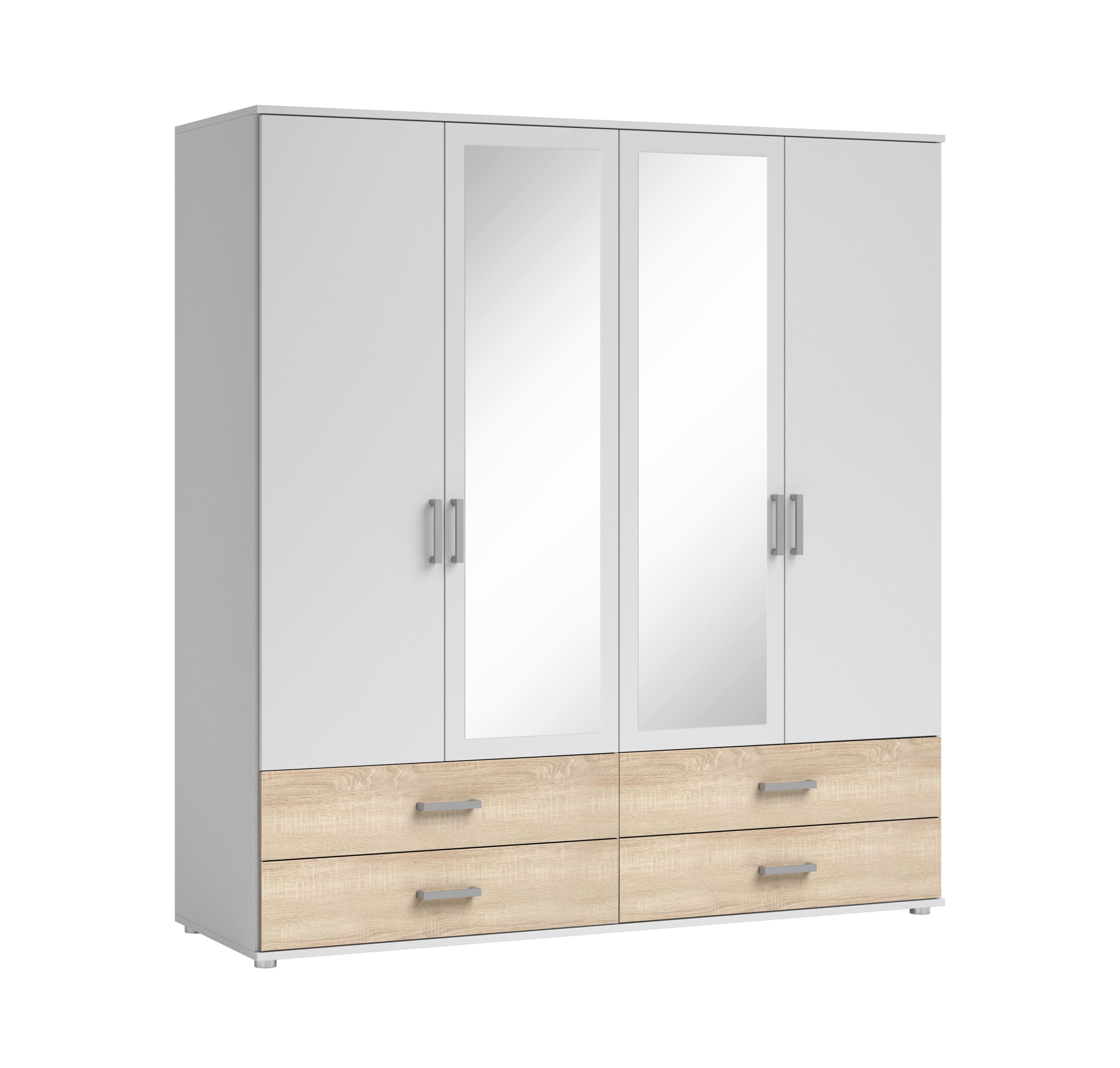 Drehtürenschrank mit Spiegel 180cm Ivar Sonoma Eiche/Weiß - Weiß/Sonoma Eiche, MODERN, Holzwerkstoff (180/190cm) - MID.YOU