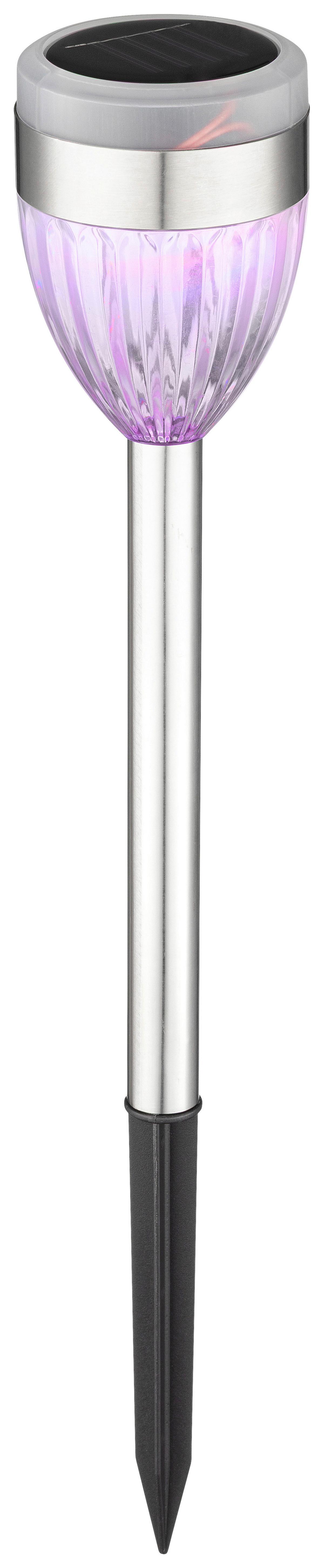 Solarleuchte Darina - Edelstahlfarben/Schwarz, Basics, Kunststoff/Metall (6/36,5cm) - Homezone