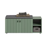 Sitzbank Station Graugrün B: 106cm - Schwarz/Graugrün, Design, Holzwerkstoff/Textil (106/43/37cm) - MID.YOU