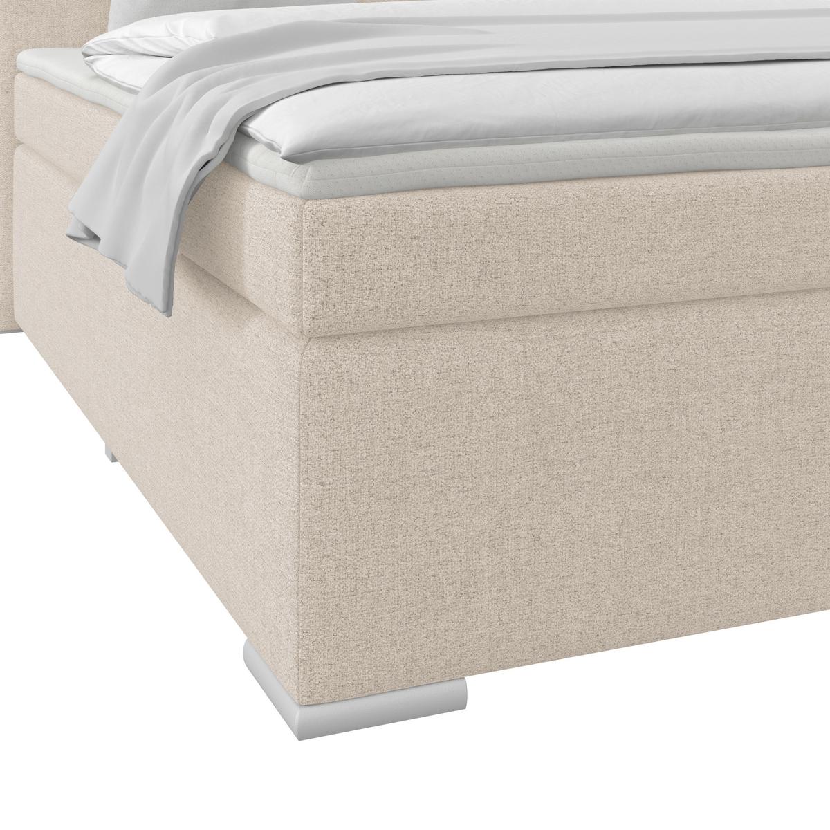 Boxspringbett Mira I Nordic, Lf: 160x200 cm - Creme/Alufarben, Basics, Textil (160/200cm)