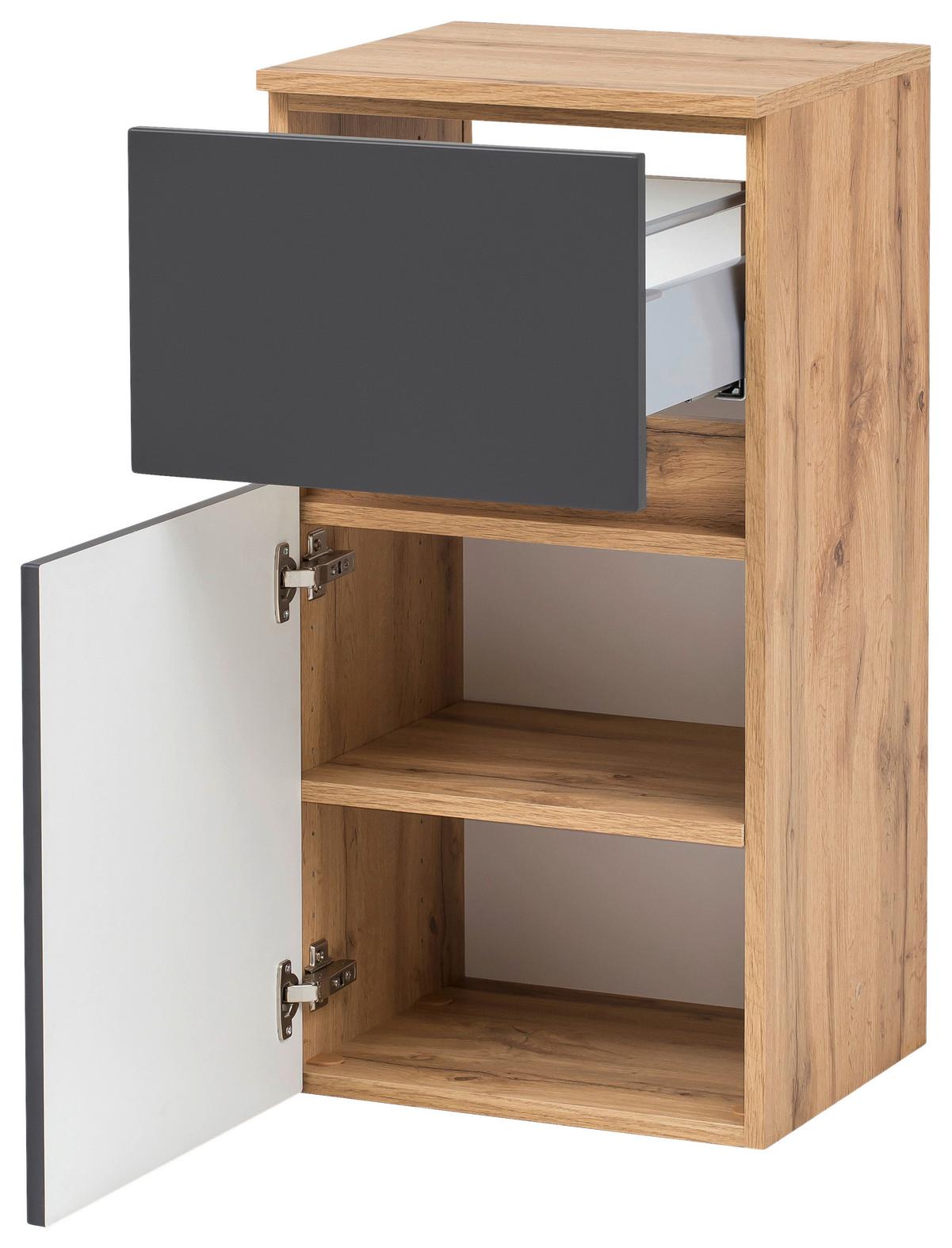 Unterschrank Kopenhagen B: 40 Cm Grau/eiche Dekor - Eichefarben/Silberfarben, KONVENTIONELL, Holzwerkstoff (40/79/35cm) - Held