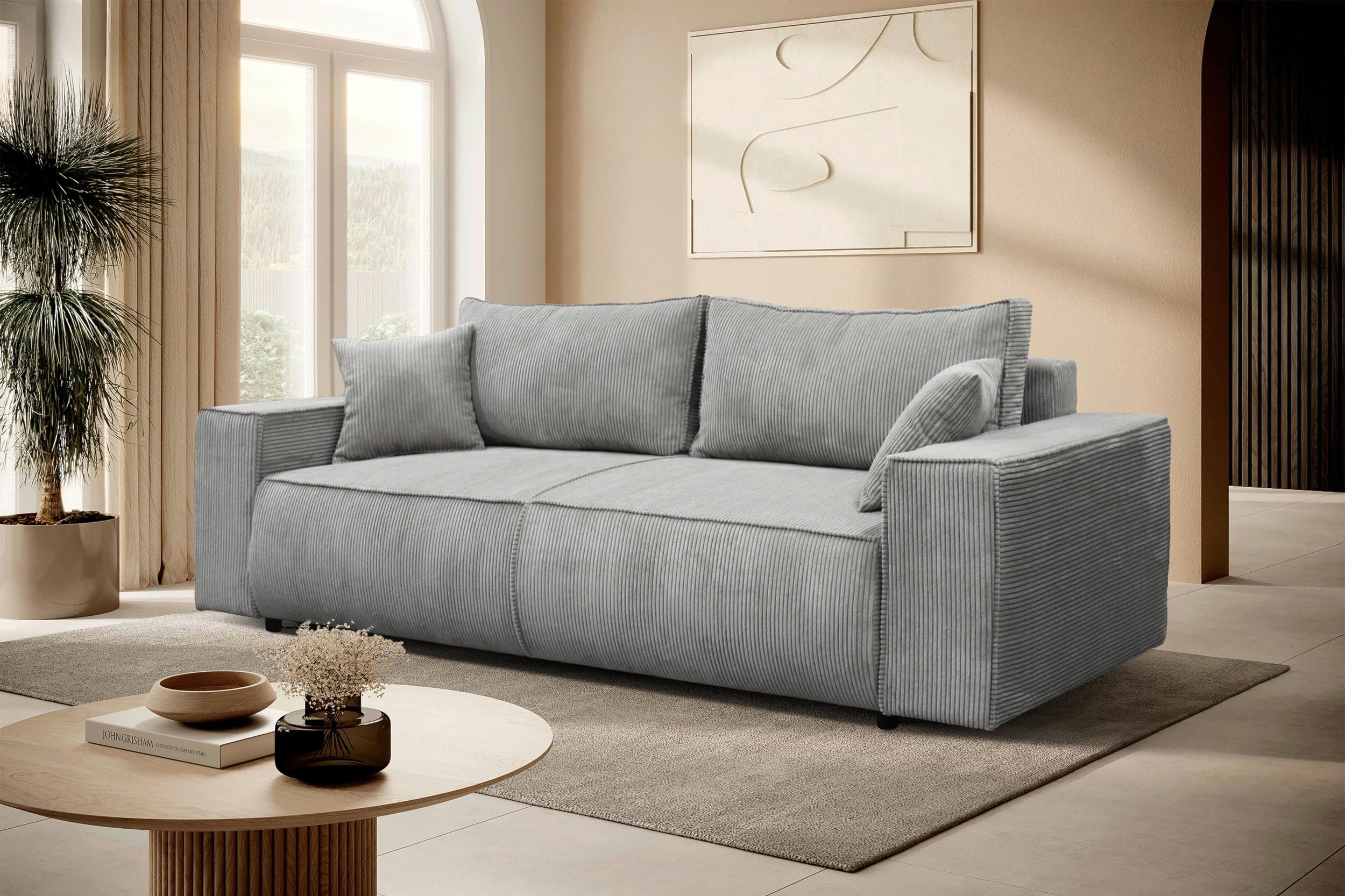 Schlafsofa Loft Grau B: 255cm - Schwarz/Grau, Design, Textil (255/90/97cm) - MID.YOU