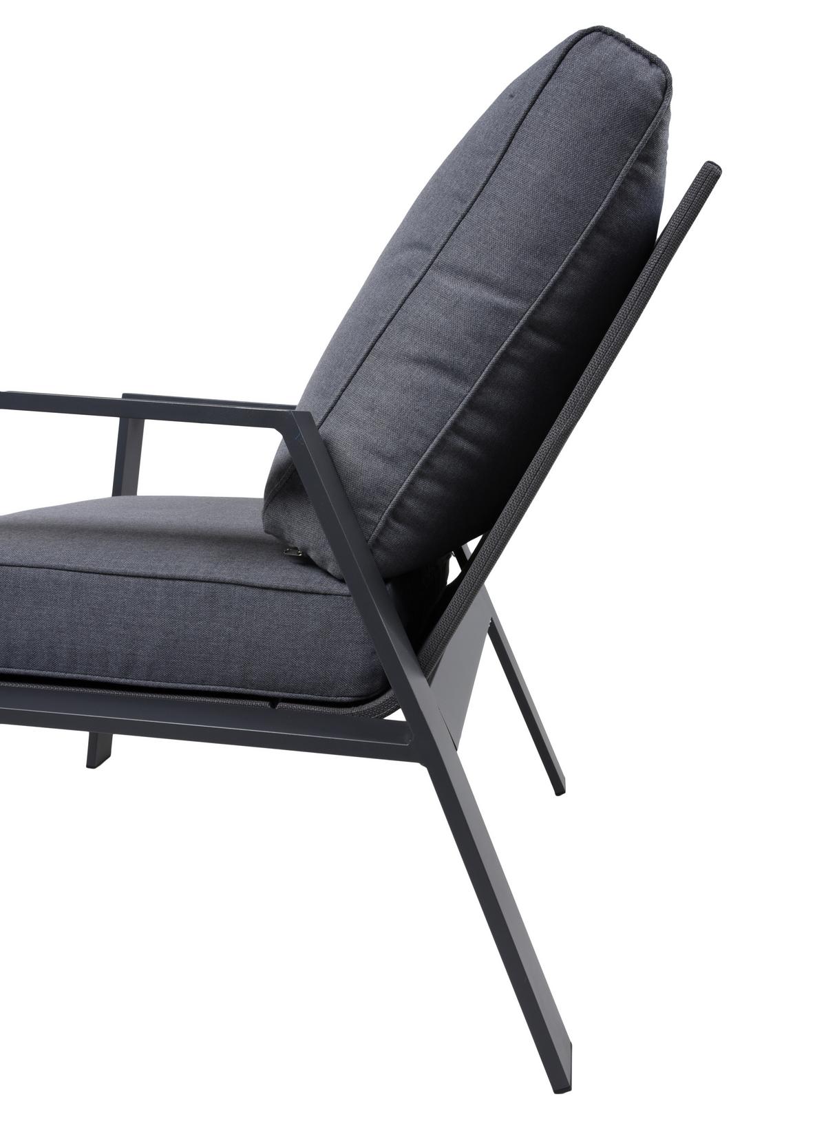 Gartenset Victoria - Anthrazit/Grau, Basics, Kunststoff/Textil - Gardenson