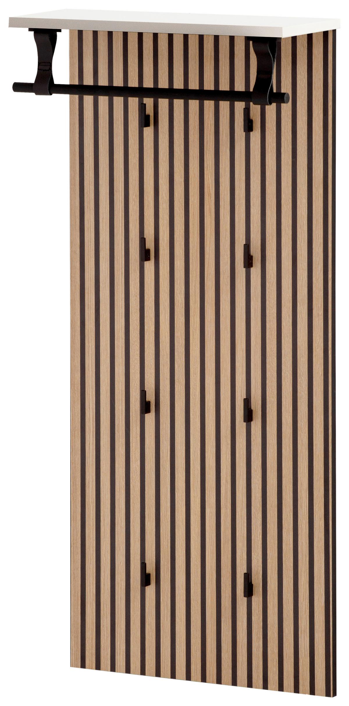 Garderobenpaneel Loft 500 Mattweiß/akustik - Eichefarben/Schwarz, Design, Holzwerkstoff (50/110,6/20,9cm) - MID.YOU