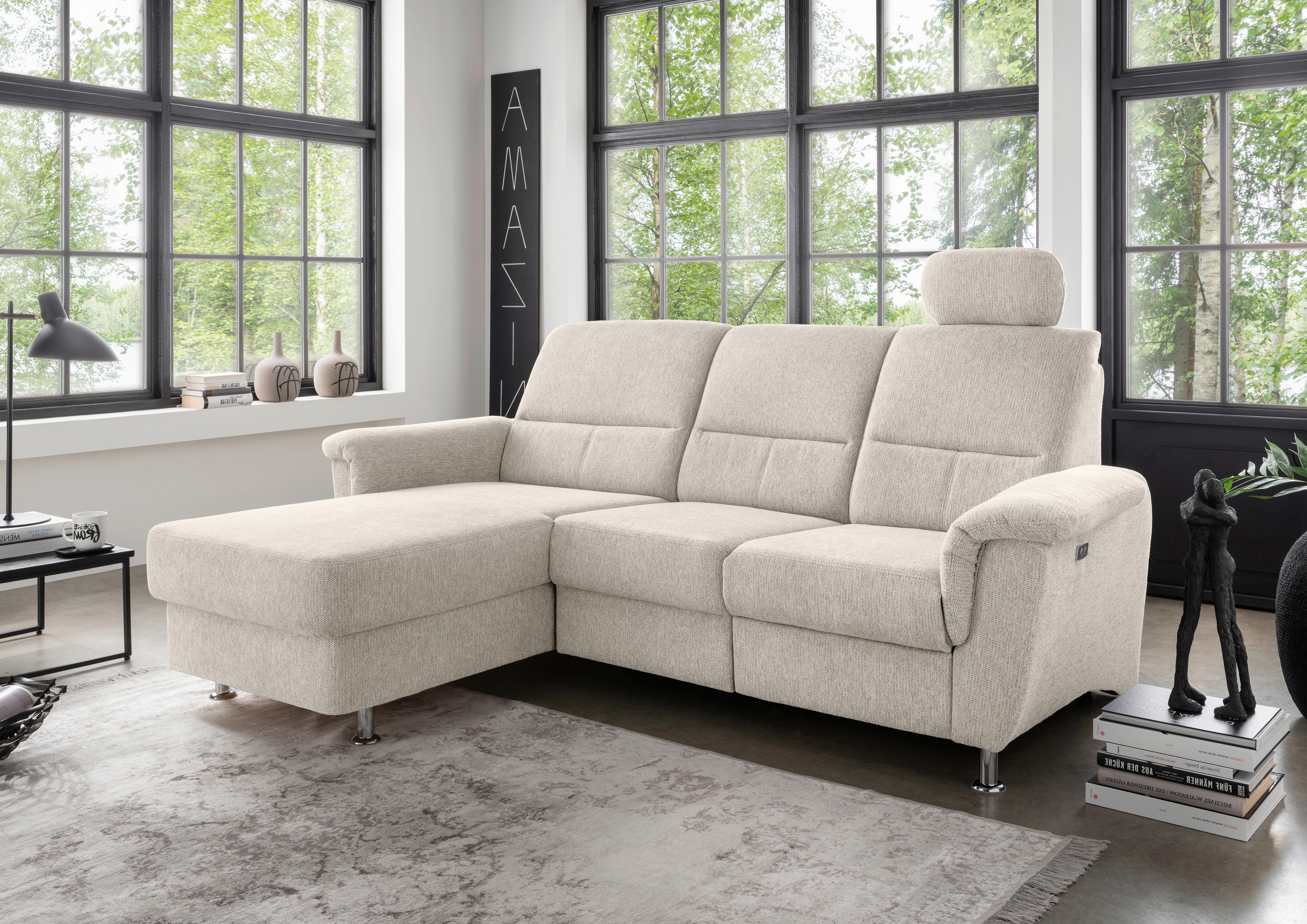 Ecksofa mit Stauraum Parole Beige Chenille - Chromfarben/Beige, MODERN, Textil (165/231cm) - Livetastic