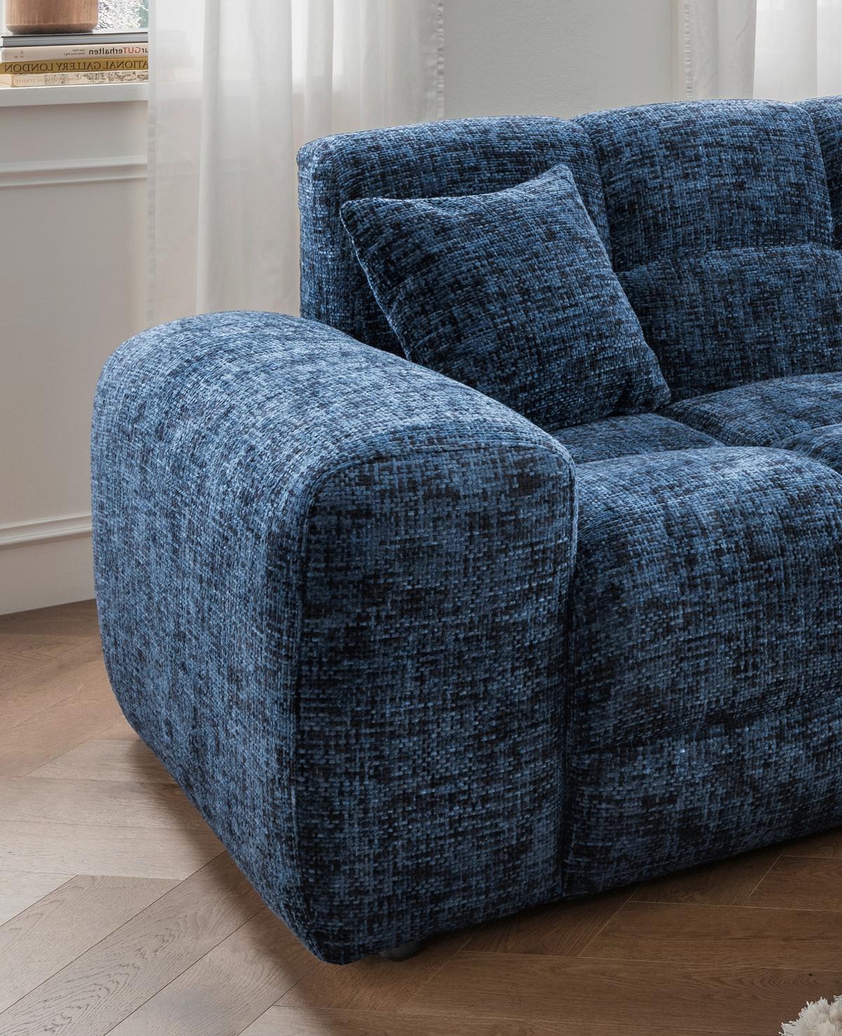 Ecksofa Bosco, Blau S: 301x152 cm - Blau/Schwarz, MODERN, Textil (301/152cm) - Livetastic