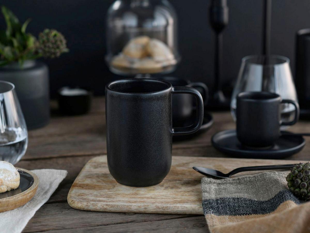 Kaffeebecherset 6-Teilig, Steinzeug, schwarz - Schwarz, Trend, Keramik (300ml) - Creatable