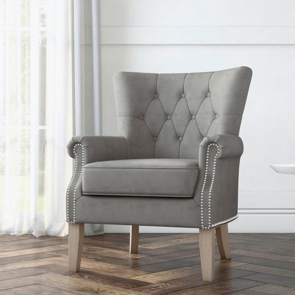 Ohrensessel Dorel Grau B: 73cm - Grau, Design, Holz/Textil (73/86/75cm) - MID.YOU