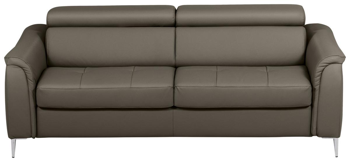 Schlafsofa Pafos Schlammfarben Lederlook, Rindsleder B: 203cm - Schlammfarben, Design, Leder/Textil (203/77-98/103cm) - MID.YOU