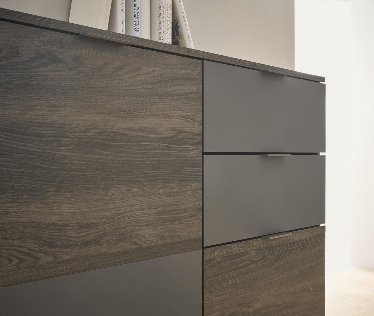 Kommode 100 Cm Cremona, Grau/rima Oak Dunkel Dekor - Schwarz/Grau, LIFESTYLE, Holzwerkstoff (100/83,5/38cm) - MID.YOU