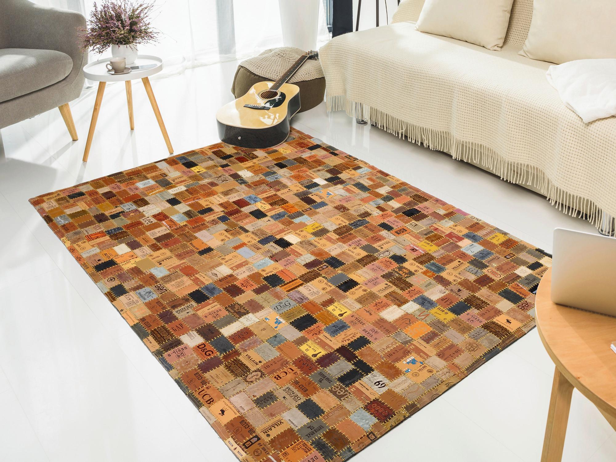 Lederteppich Labelstar Naturfarben 170x240 cm - Multicolor, Basics, Textil (170/240cm) - Novel