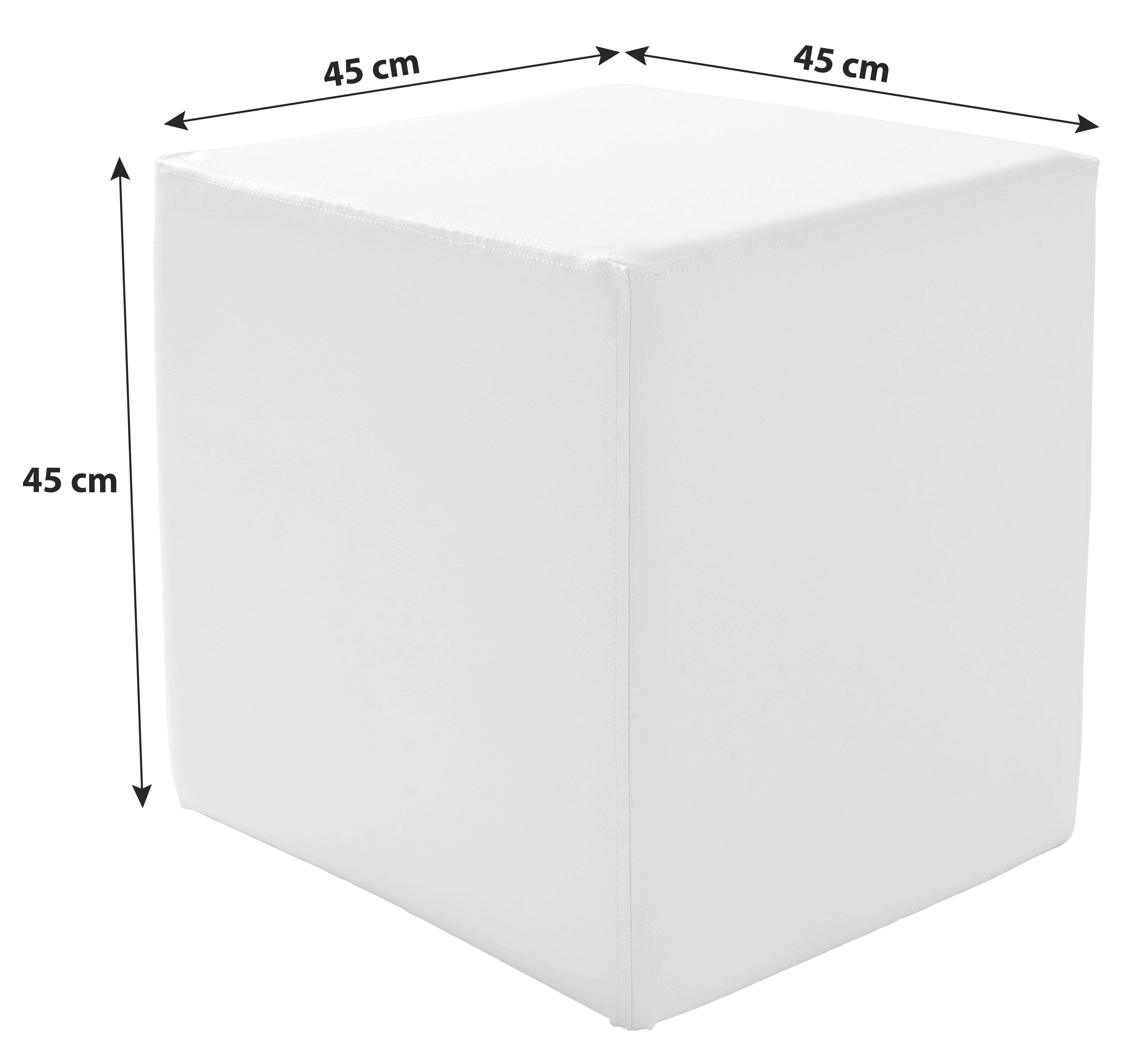 Ondega Hocker Betty Lederlook Grau H: 45 cm Würfelförmig