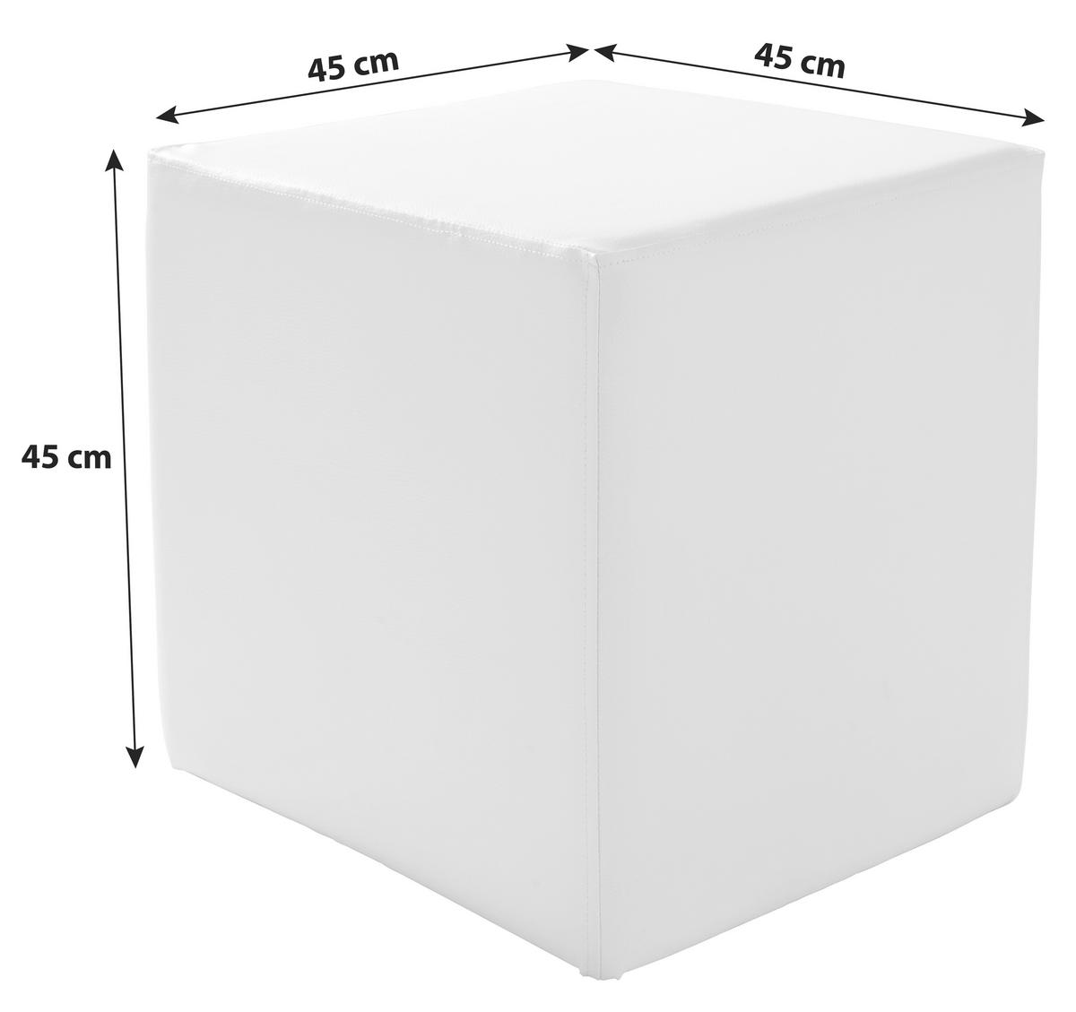 Hocker Betty Lederlook Grau H: 45 Cm Würfelförmig - Dunkelgrau, Basics, Textil (45/45/45cm) - Ondega