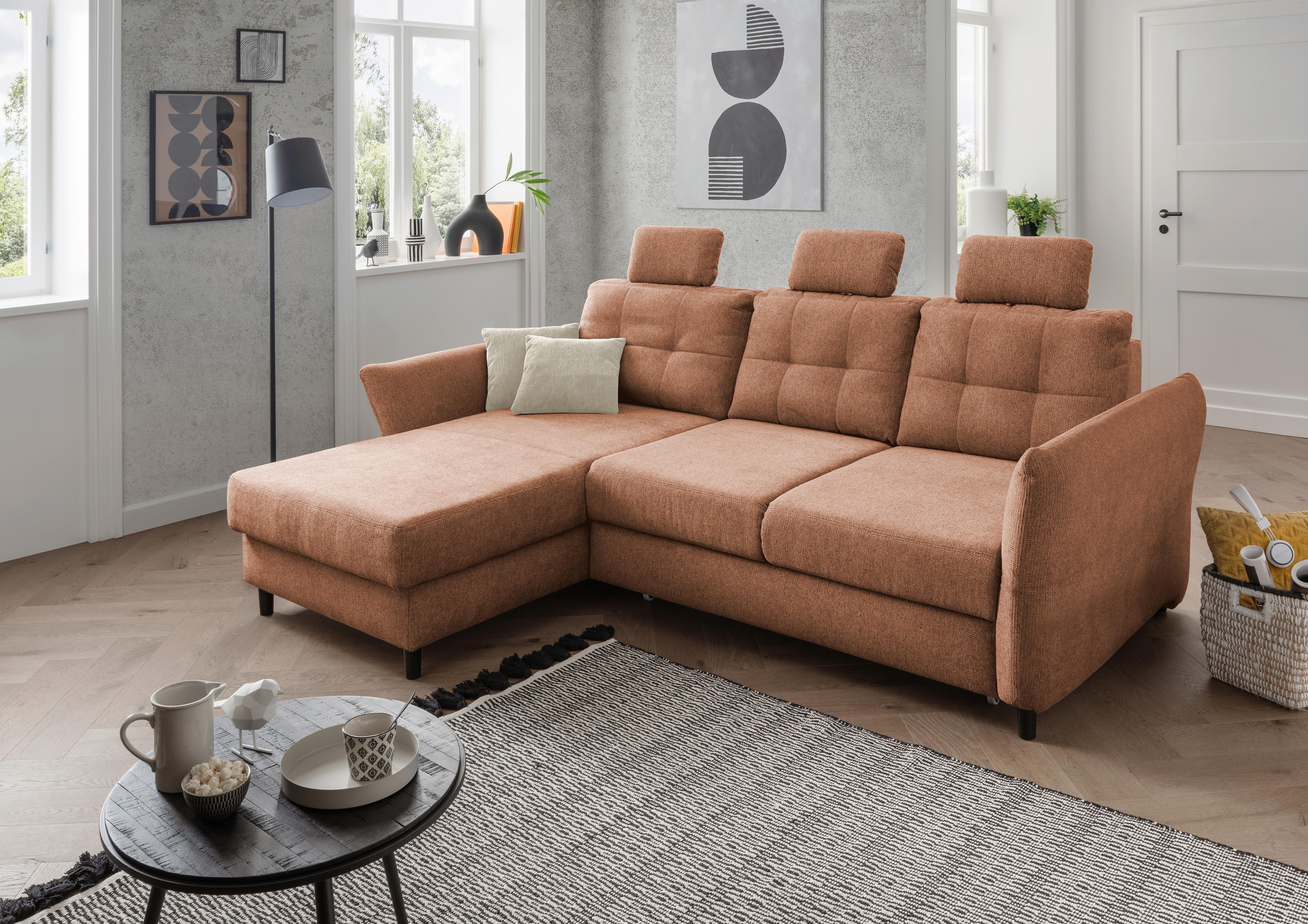 Ecksofa Brizzini Koralle S: 176x250-280 cm - Koralle/Beige, MODERN, Textil (176/250-280cm) - Livetastic