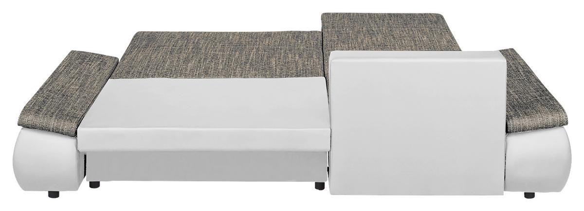 Ecksofa Acra Grau, Weiß B: 266x175 Cm - Chromfarben/Schwarz, Design, Textil (266/175cm) - Livetastic