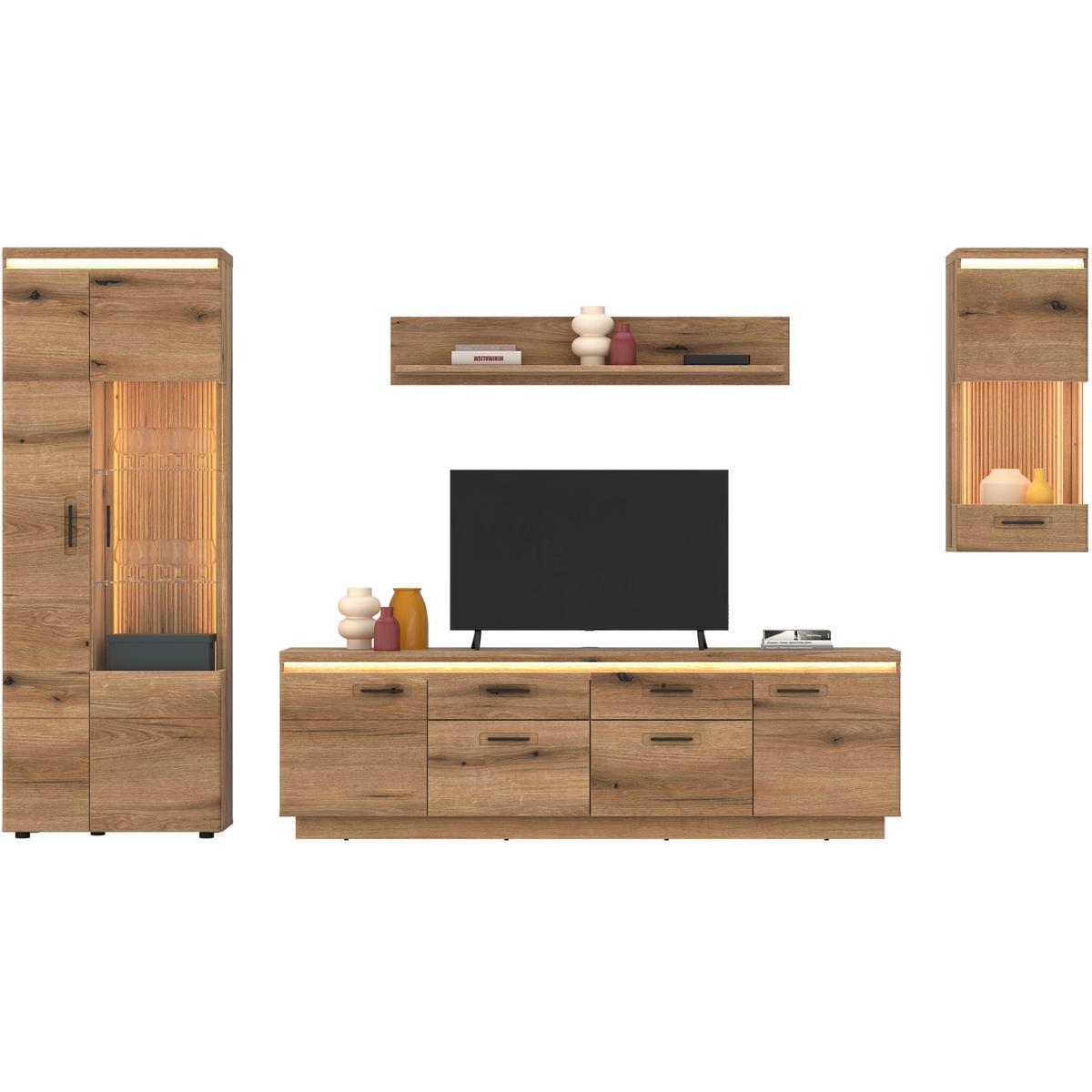 WANDREGAL Molina Eiche Dekor B: 140cm - Eichefarben, Basics, Holzwerkstoff (140/24/23,6cm)