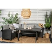 Loungegarnitur 2-tlg Bentwood Kunststoff Mit Kissen - Schwarz, KONVENTIONELL, Kunststoff (173/227cm) - Gardenson
