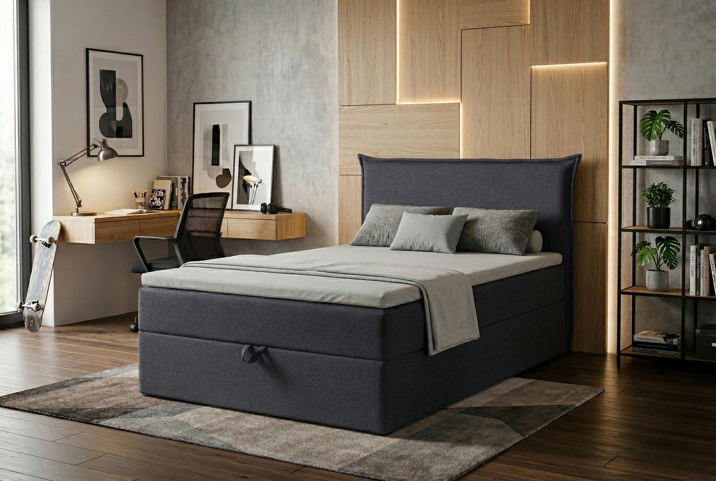 Boxbett Jolly 2 120x200 Grau - Schwarz/Grau, MODERN, Holzwerkstoff/Textil (120/200cm) - MID.YOU