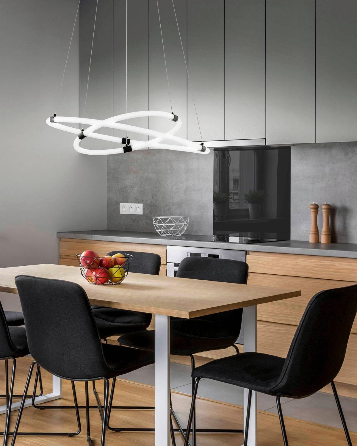 LED-Hängeleuchte 39839* Banderillas - Schwarz/Weiß, Design, Kunststoff/Metall (60/120cm) - Eglo