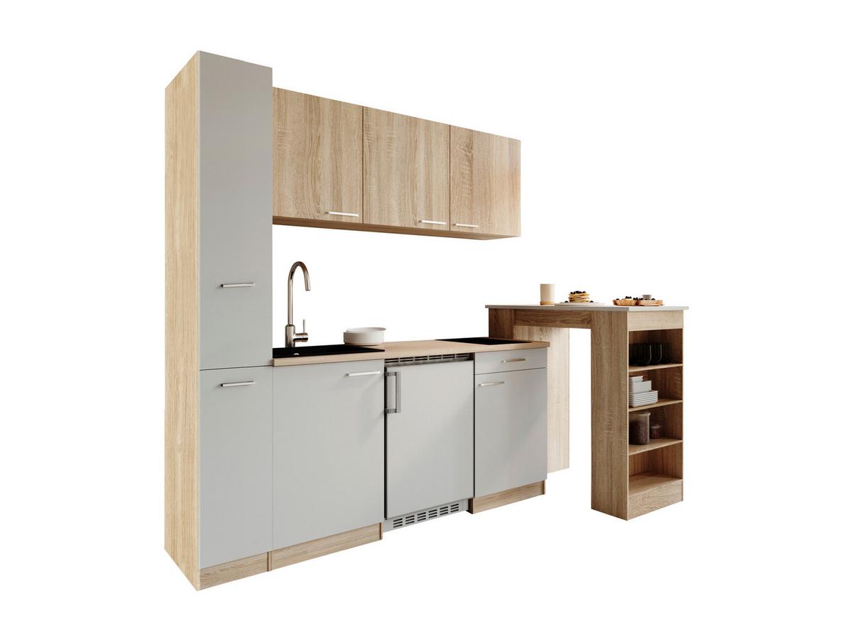 Küchenblock Ingrid Weiß/Eichefarben B: 180cm - Eichefarben/Weiß, Design, Holzwerkstoff (180cm) - Respekta