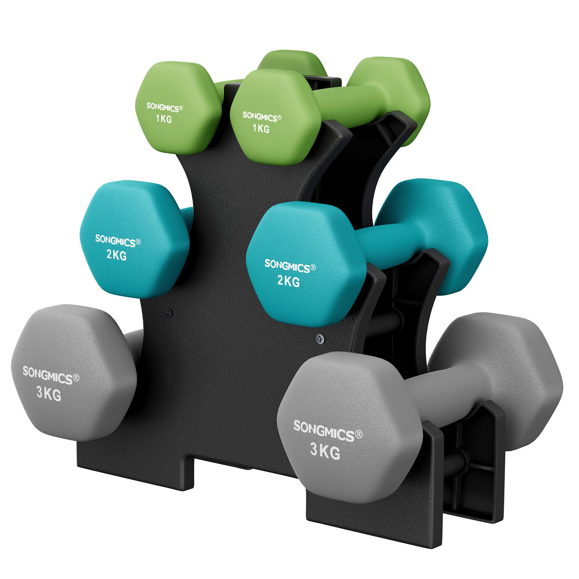 Fitness-Set Dumbbell Blau/Grau/Grün B: 38,5 cm - Blau/Grau, Basics, Metall (38.5/14.5/35.5cm)