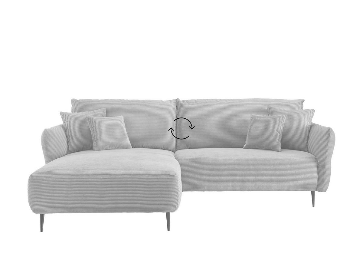 Ecksofa Vanilla Anthrazit S: 178x264-302 cm - Anthrazit/Schwarz, Design, Textil (178/264-302cm) - Livetastic