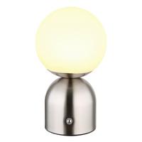 Akku-Tischleuchte 21006n - Opal/Nickelfarben, KONVENTIONELL, Kunststoff/Metall (12/21cm) - Globo