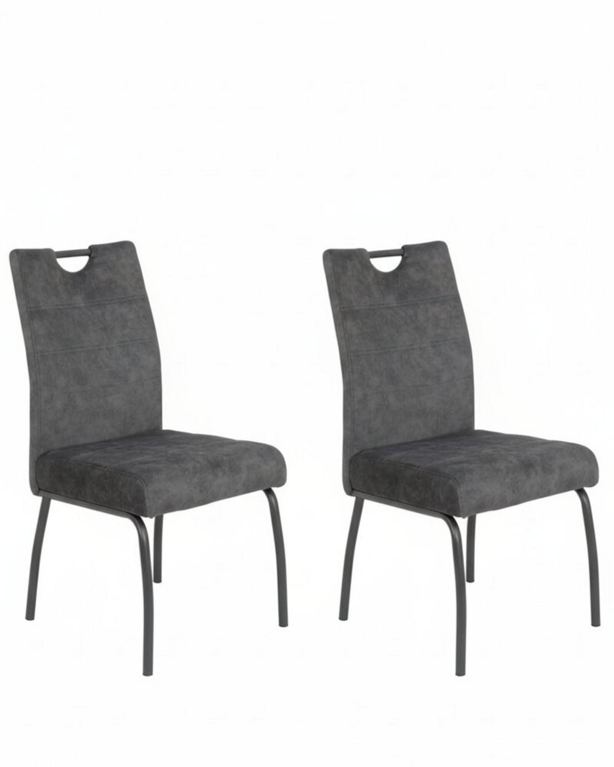 Stuhl-Set Evelyn I S 2er-Set - Anthrazit/Grau, MODERN, Textil/Metall (50/97/62cm) - MID.YOU