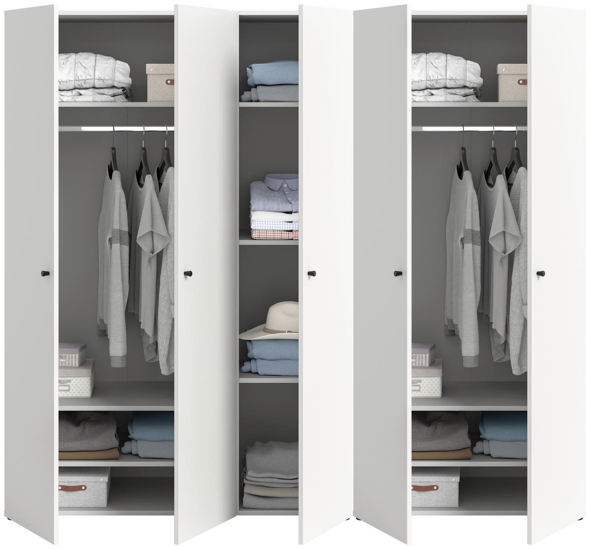 Drehtürenschrank Darwin, Weiß B: 200 Cm - Weiß, MODERN, Holzwerkstoff (200/176/51cm) - MID.YOU