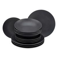 Tafelservice Keramik 4 Personen Geschirr Set Schwarz - Schwarz, MODERN, Keramik - Creatable