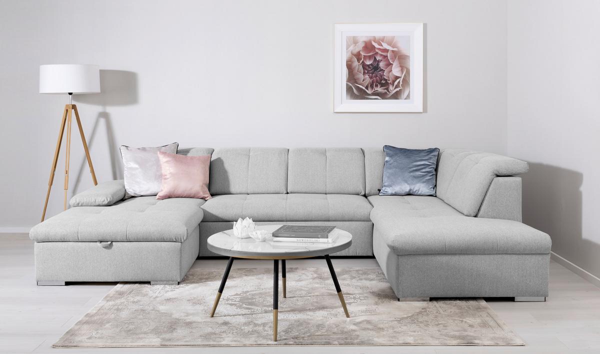 Wohnlandschaft Ramzes Hellgrau U: 173x328x215 cm - Hellgrau/Grau, Design, Textil (173/328/215cm) - MID.YOU