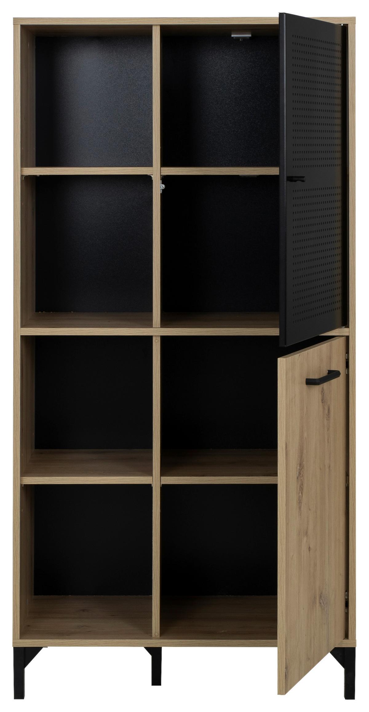 Highboard Craft Eiche Artisan/Schwarz,b: 78cm - Schwarz/Eiche Artisan, Basics, Holzwerkstoff/Metall (78/155/41cm) - Livetastic
