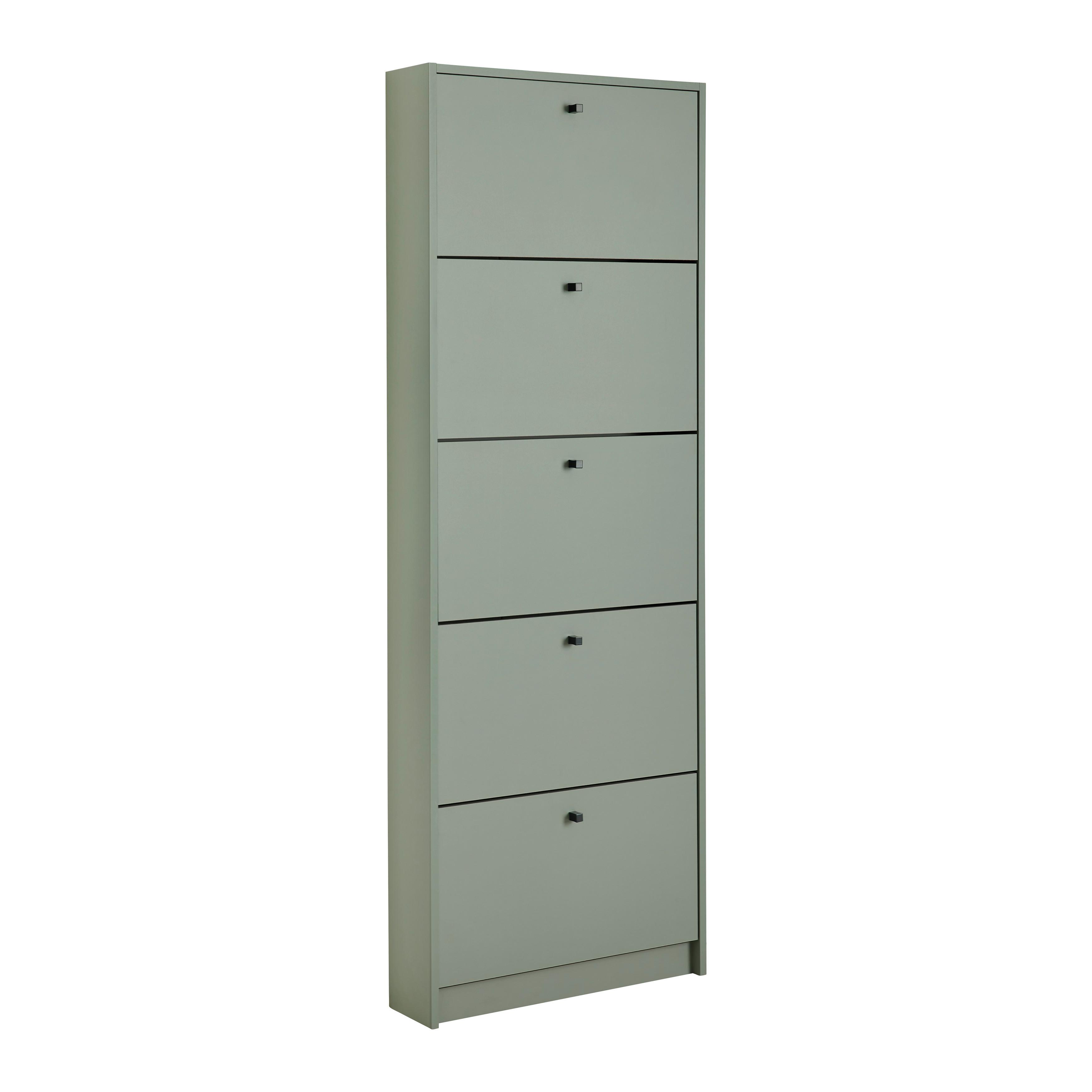 VÝKLOPNÁ SKRINKA NA TOPÁNKY FLAP - čierna/mätovozelená, Modern, kov/kompozitné drevo (60/168/16cm) - Mömax