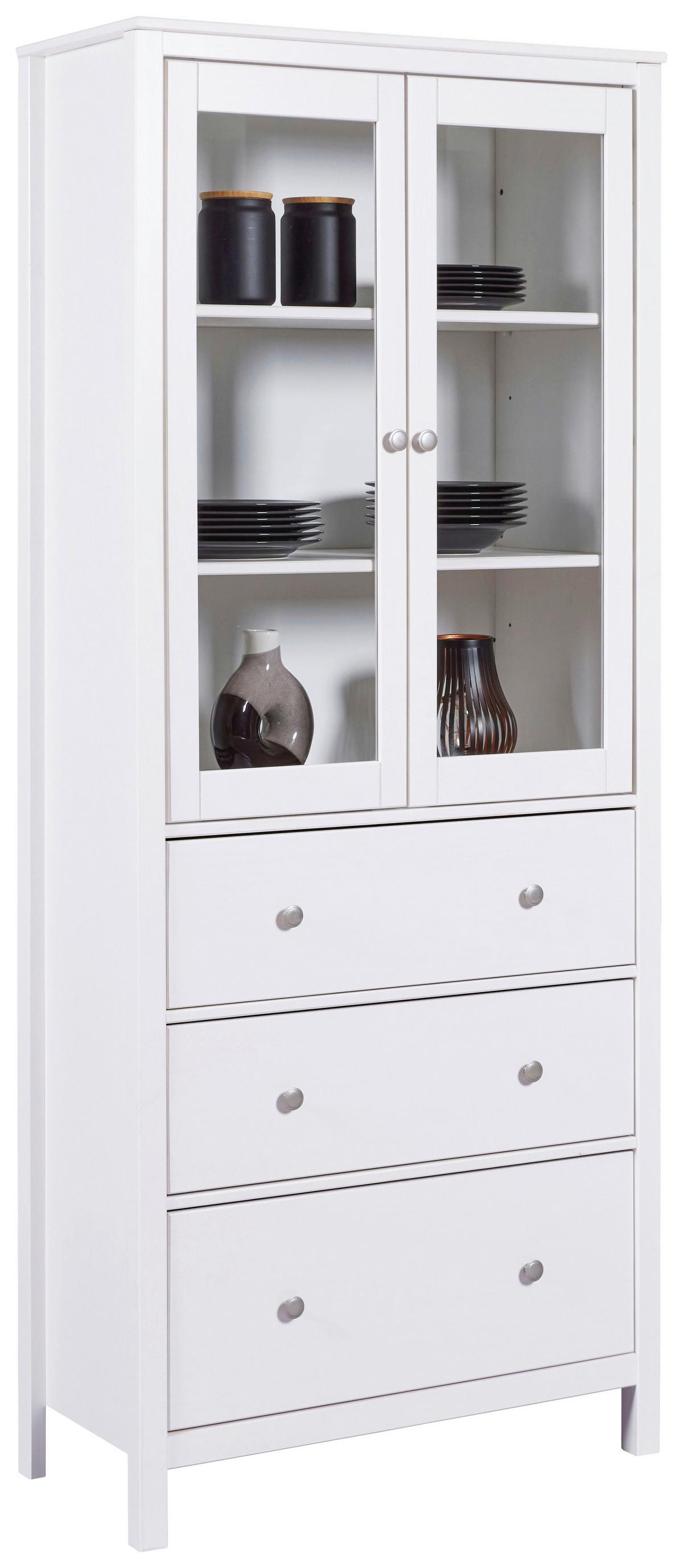 Vitrine Chilly Home - Weiß, Design, Glas/Holz (82/197/40cm) - Livetastic