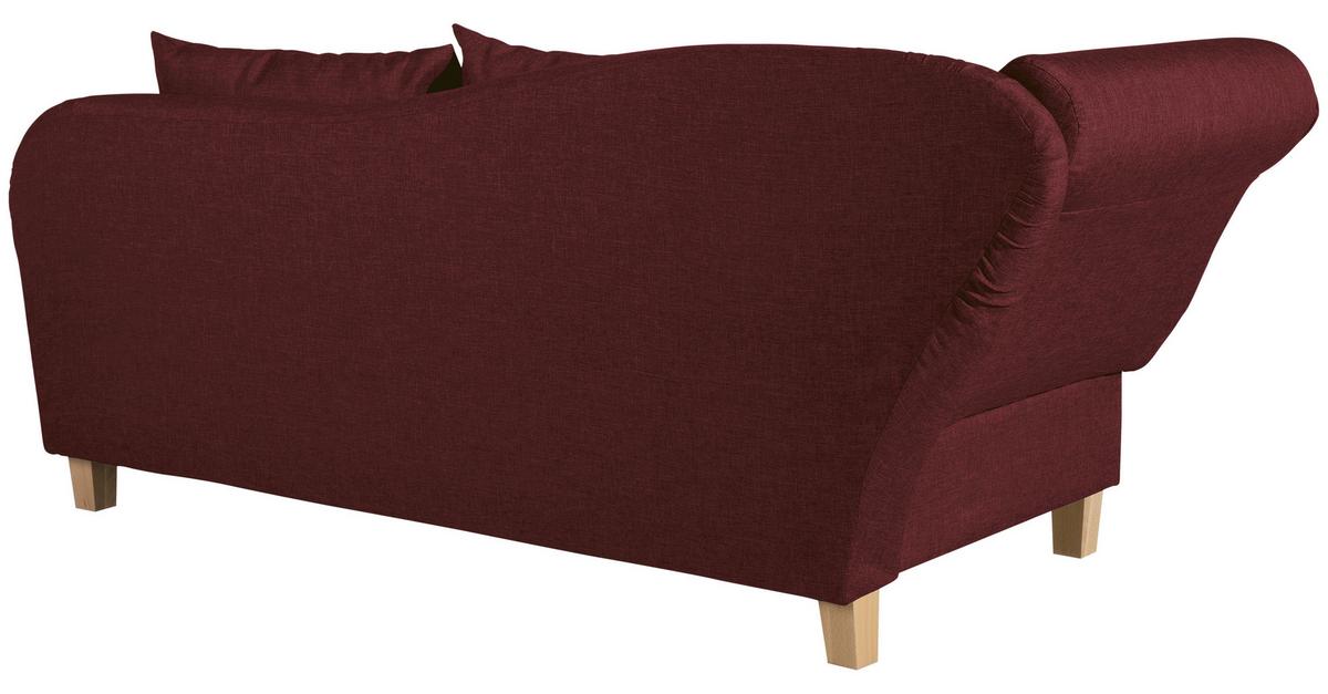 Recamiere Selma Rot Links Mit Bettkasten+schlaffunktion - Rot/Buchefarben, Design, Textil (190/82/88cm) - Max Winzer