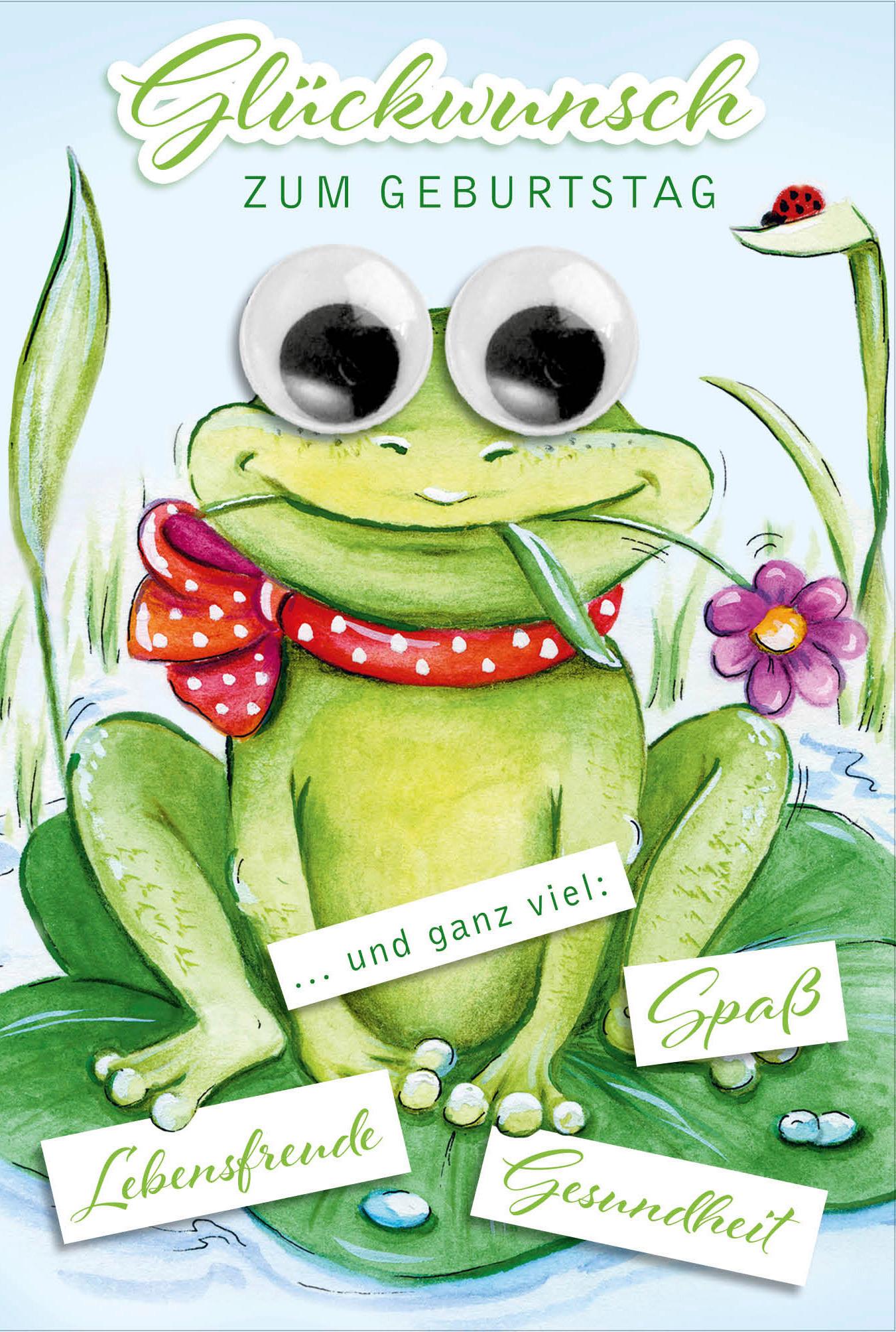 Billett Geburtstag Frosch - Multicolor, Basics, Papier/Kunststoff (12/18/2cm)