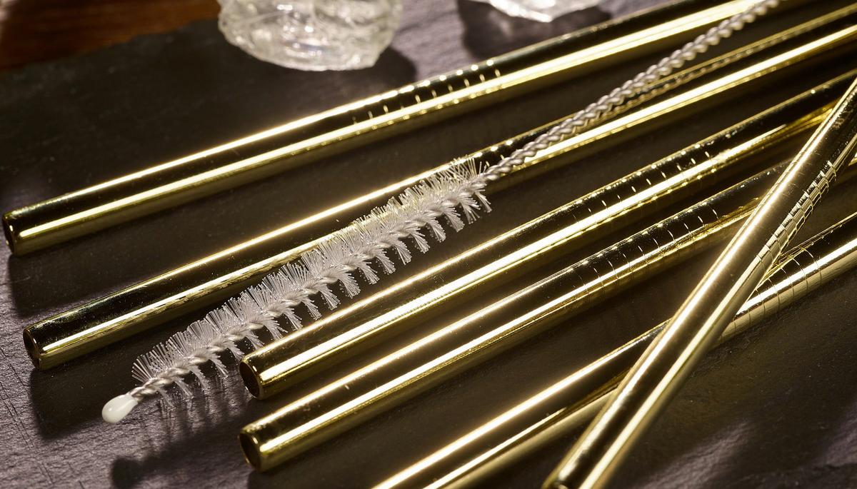 Trinkhalm Echtwerk Edelstahl-Trinkhalme - Goldfarben, Design, Metall (0,6/21,5cm) - Echtwerk