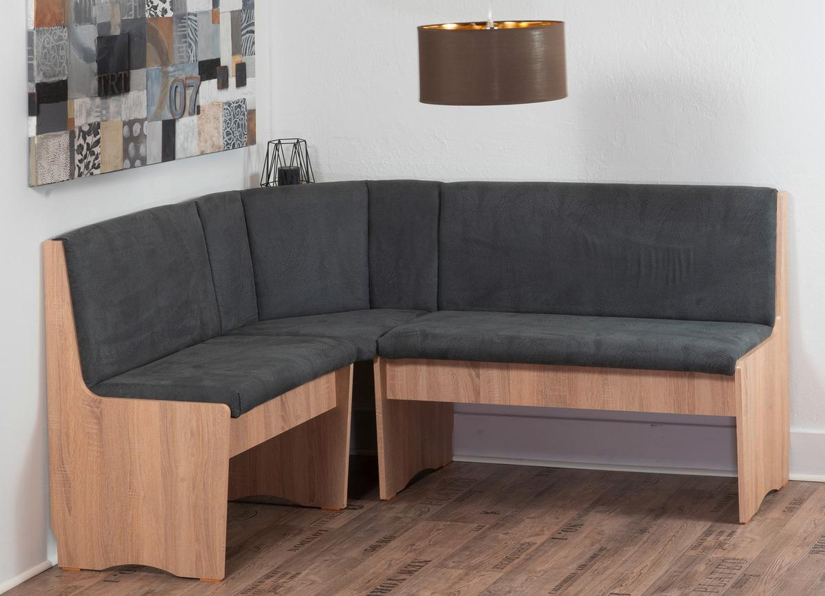 Eckbank Duisburg Titanic Grau, Eiche B: 125 cm - Grau/Sonoma Eiche, KONVENTIONELL, Holzwerkstoff/Textil (125/89/165cm) - MID.YOU