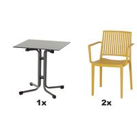 Gartengarnitur T20194 - Anthrazit/Gelb, Basics, Holzwerkstoff/Kunststoff (57/80/56cm) - Siena Garden