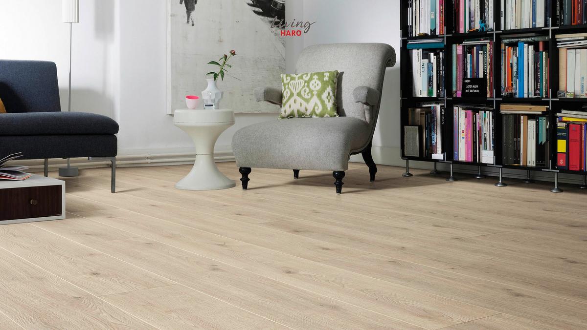 Laminatboden Eiche Toronto Steingr Auth Landhausdiele Stärke 8mm - Eichefarben/Weiß, Natur, Holzwerkstoff (220/24,3/0,8cm) - Living by HARO