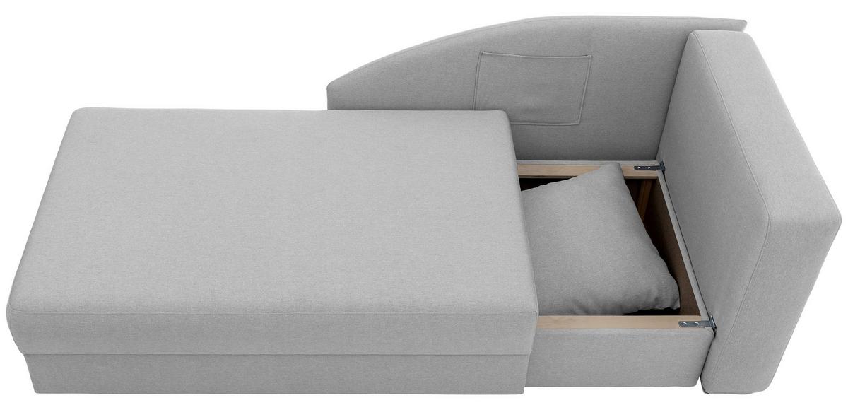 Recamiere Tobi L: 154cm Links Hellgrau mit Bettkasten - Hellgrau, Design, Textil (154/86/93cm) - Max Winzer