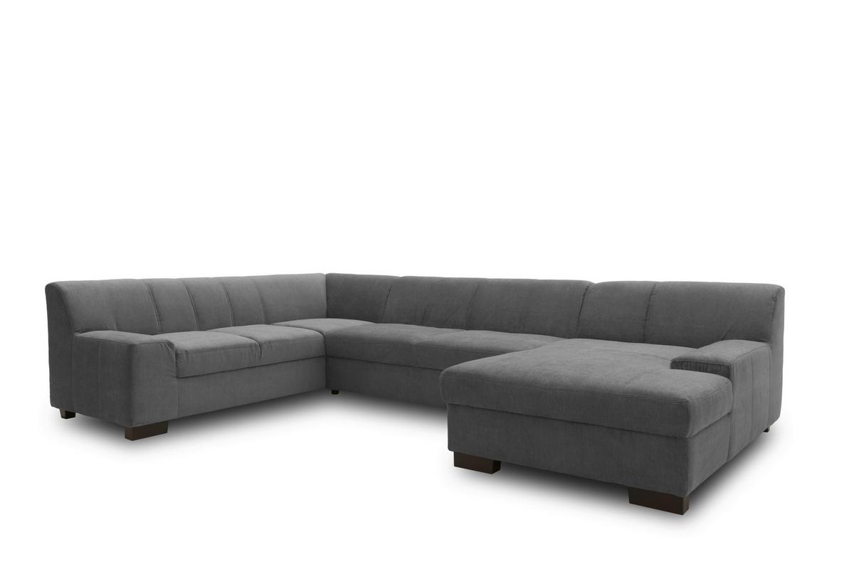 Wohnlandschaft Norma Anthrazit Webstoff - Wengefarben/Anthrazit, Design, Textil (212/328/153cm) - MID.YOU