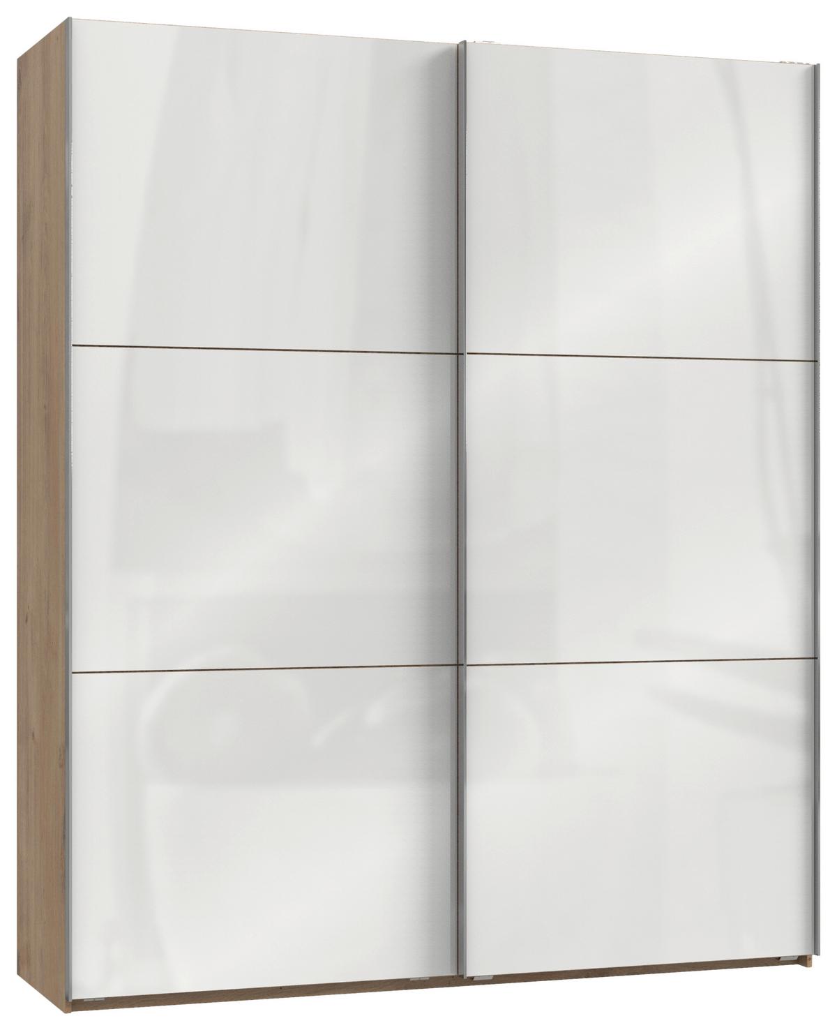 Schwebetürenschrank B: 200 Cm Level 36c Weiß/eiche Dekor - Eichefarben/Weiß, MODERN, Holzwerkstoff (200/236/65cm) - MID.YOU