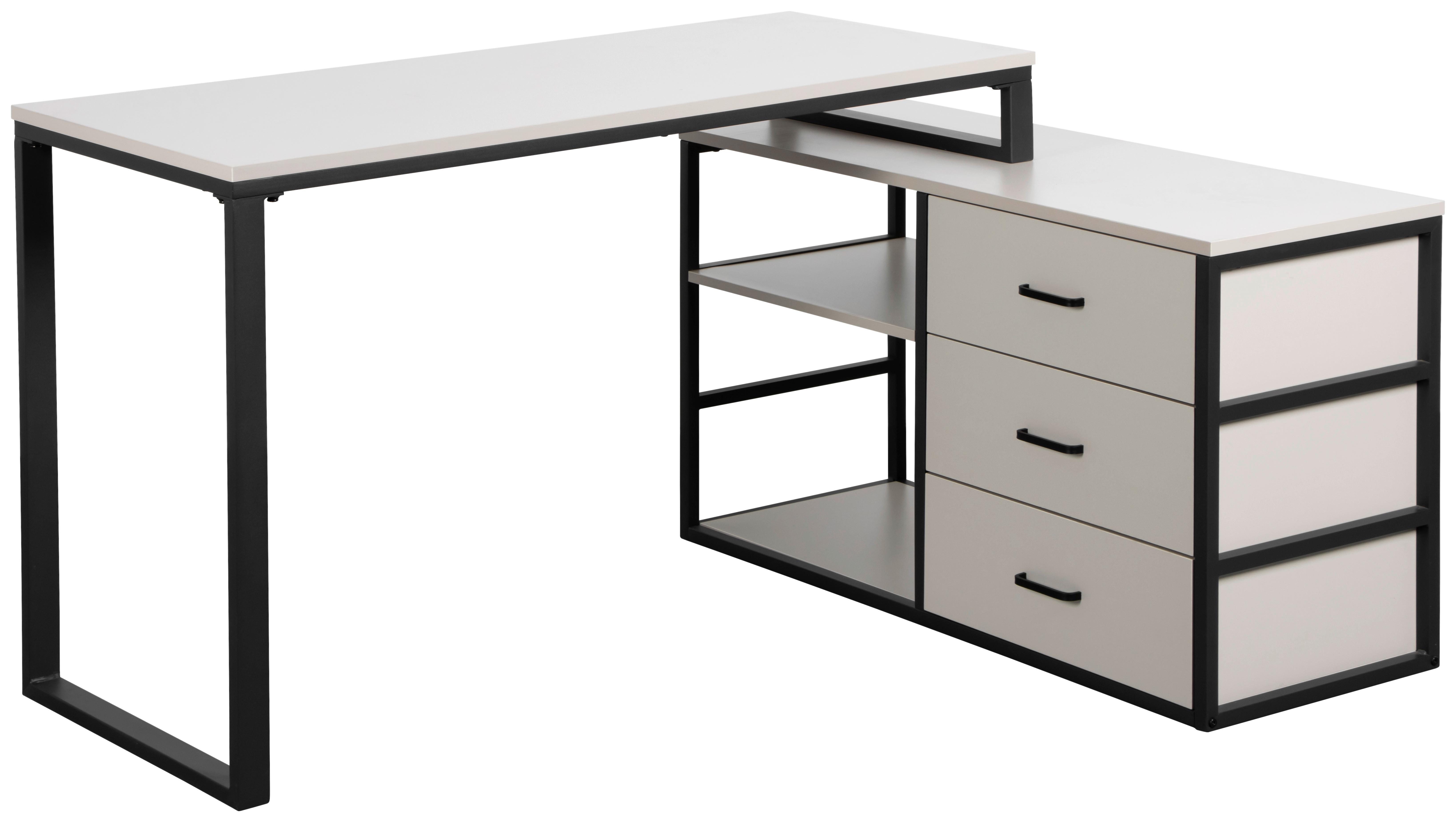 Eckschreibtisch Flux Schwarz/Kaschmir L: 140 cm - Kaschmir/Schwarz, MODERN, Holzwerkstoff/Metall (140/100/75cm) - Livetastic
