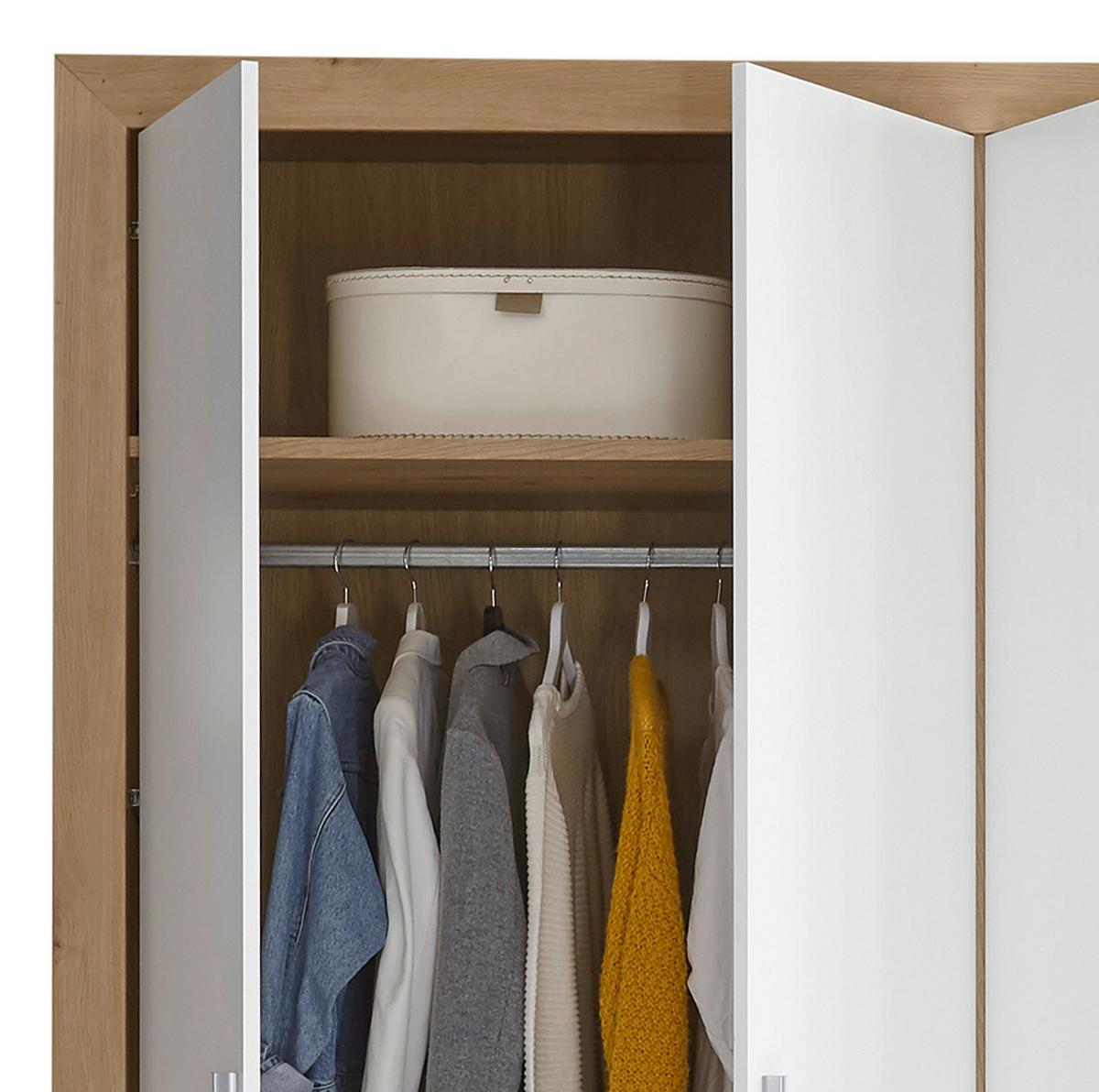 Drehtürenschrank+ Schubladen B 289cm Fernando, Eichef./Weiß - Eichefarben/Weiß, KONVENTIONELL (289/225/59cm) - MID.YOU
