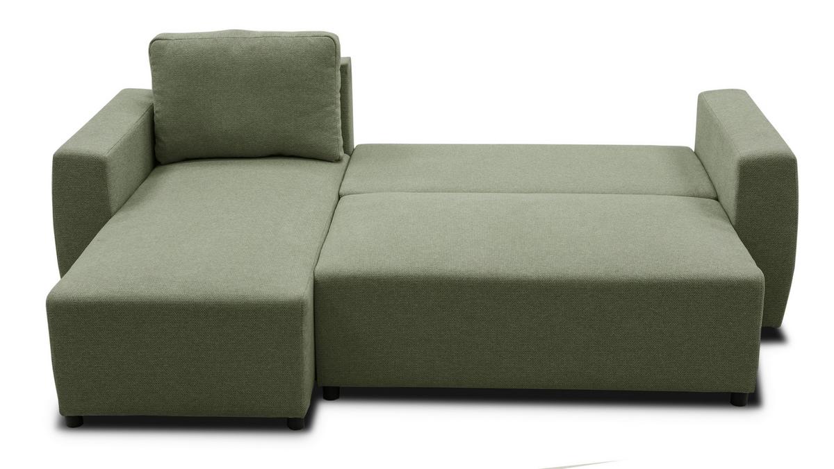 Ecksofa Pharell - Schwarz/Olivgrün, Basics, Textil (155/230cm) - Livetastic