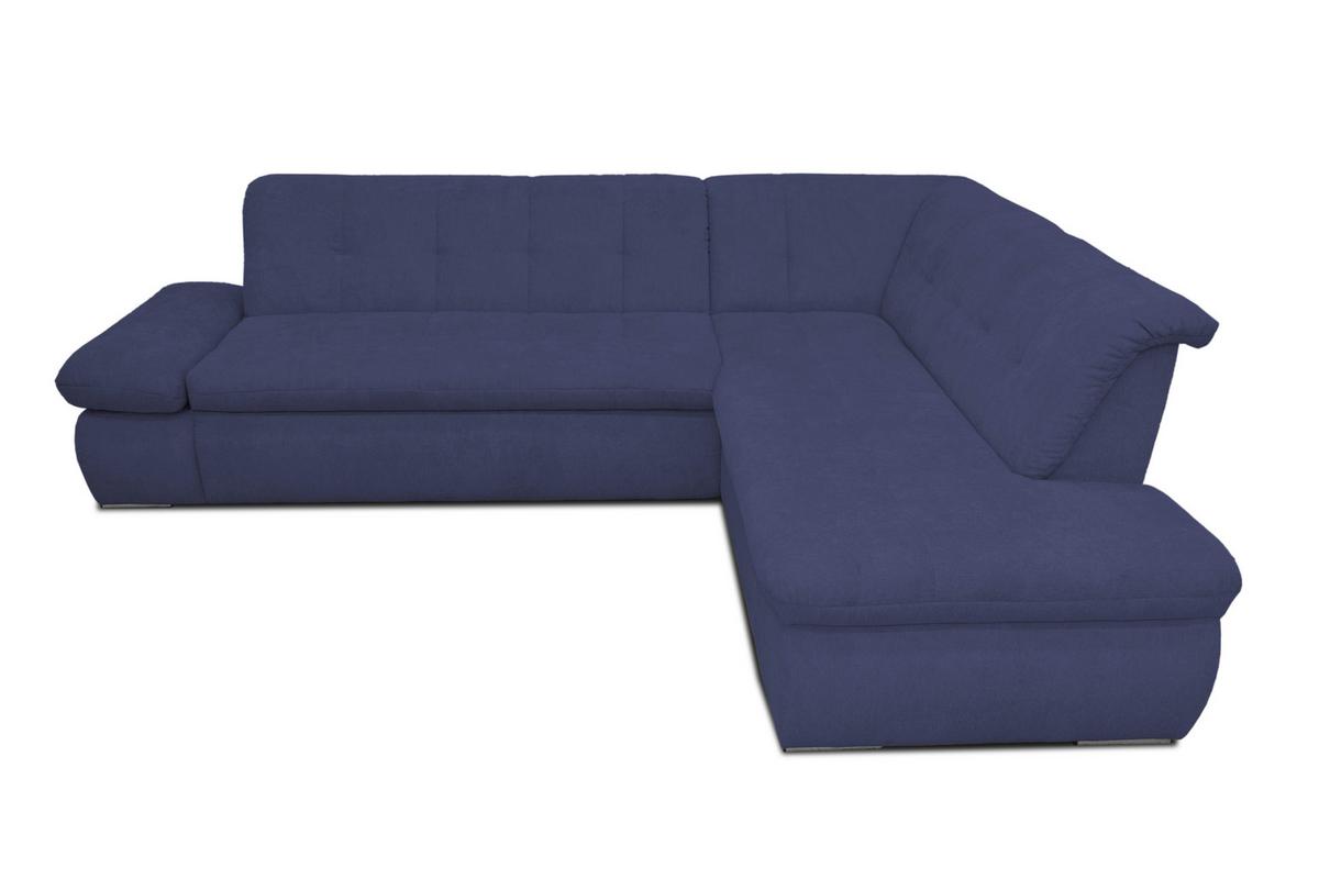 Ecksofa Moric Dunkelblau Mikrofaser - Chromfarben/Dunkelblau, KONVENTIONELL, Textil (273/216cm) - MID.YOU