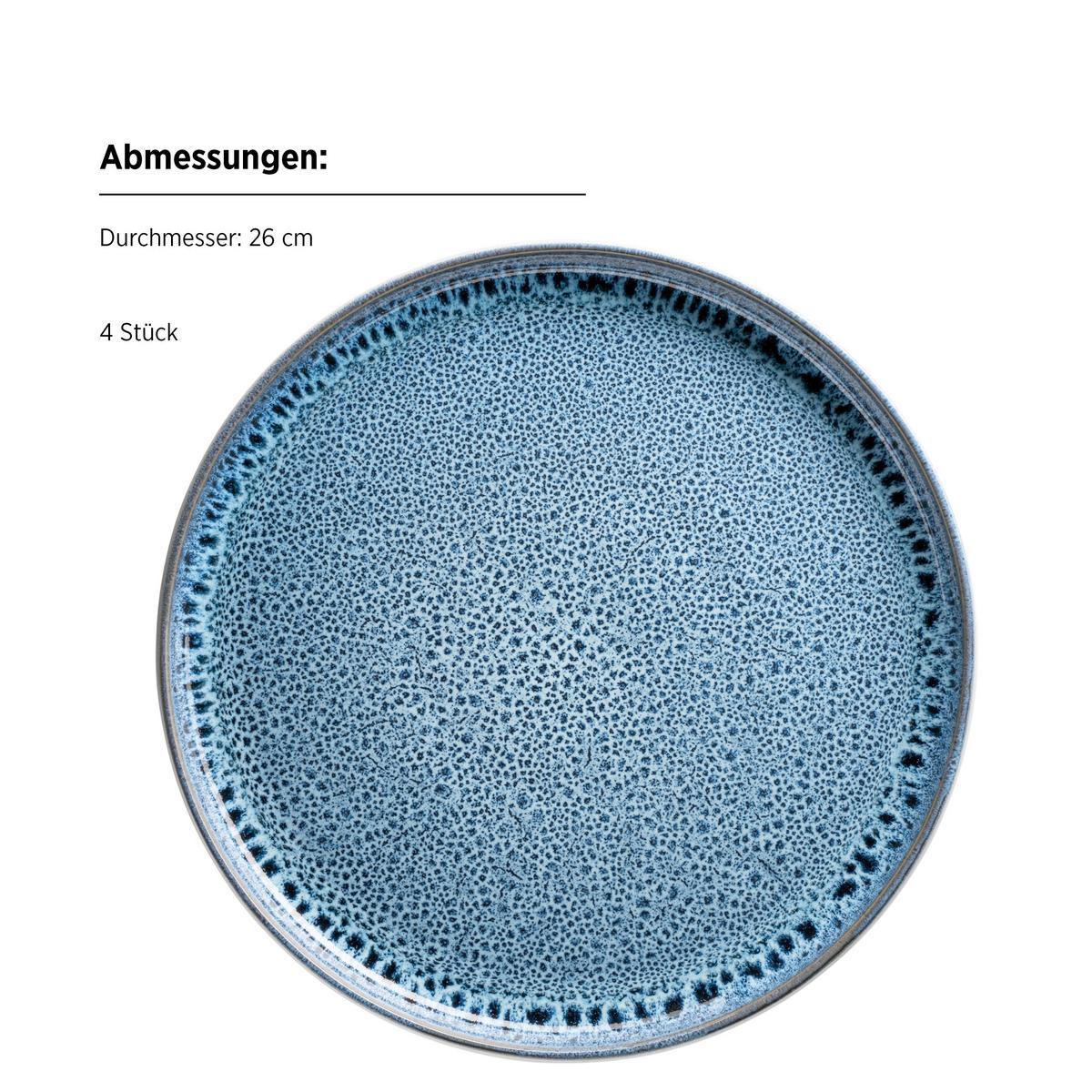 Kombiservice Malea 16-Teilig Steinzeug, Blau, 4 Personen - Blau, Basics, Keramik - Mäser