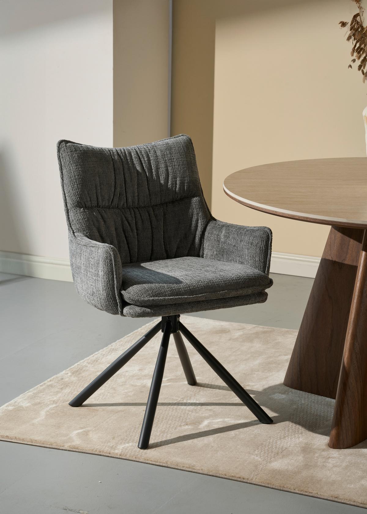 Armlehnstuhl Aria Grau/Schwarz B: 57 cm - Schwarz/Grau, MODERN, Holz/Textil (57/90/67cm) - Livetastic