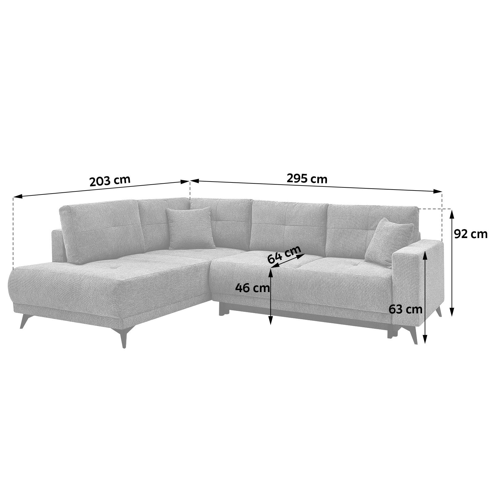 Ecksofa Texas Recr-links Grün S: 203x259 Cm - Schwarz/Grün, KONVENTIONELL, Holz (203/92/259cm)